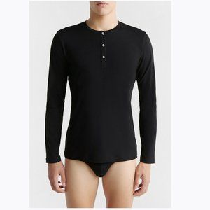 Nero Perla Men's Long-sleeved granddad-neck top